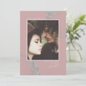 Silver Glitter Dusty Roze sparen de Foto van de Da Save The Date (Staand voorkant)