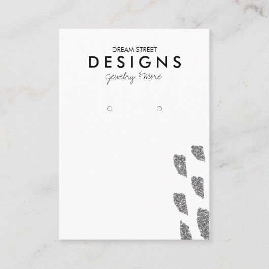 Silver Glitter Earring Display Kaart Visitekaartje (Voorkant)