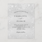 Silver glitter edele moderne elegante bruiloft uitnodiging briefkaart (Voorkant)