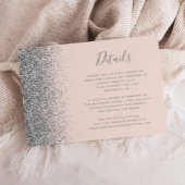 Silver Glitter Edge Blush Pink Wedding Details Informatiekaartje