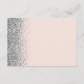 Silver Glitter Edge Blush Pink Wedding Details Informatiekaartje (Achterkant)