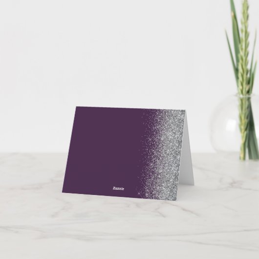 Silver Glitter Edge Paarse Verjaardag Bedankt Kaart (Achterkant)