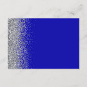 Silver Glitter Edge Royal Blue Wedding Details Informatiekaartje (Achterkant)