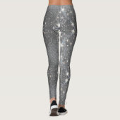 Silver Glitter Effect Dance Stretch Pants - Pant Leggings (Achterkant)