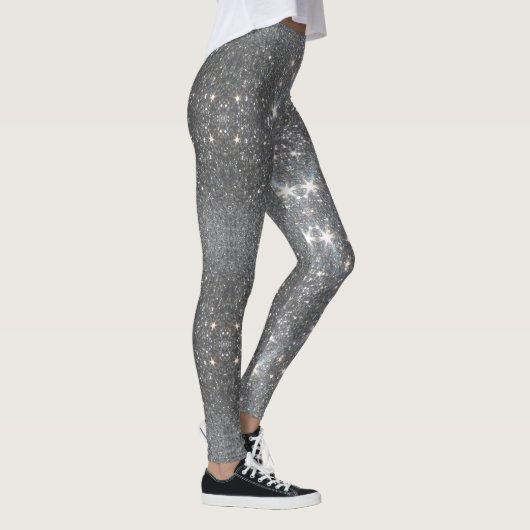 Silver Glitter Effect Dance Stretch Pants - Pant Leggings (Rechts)