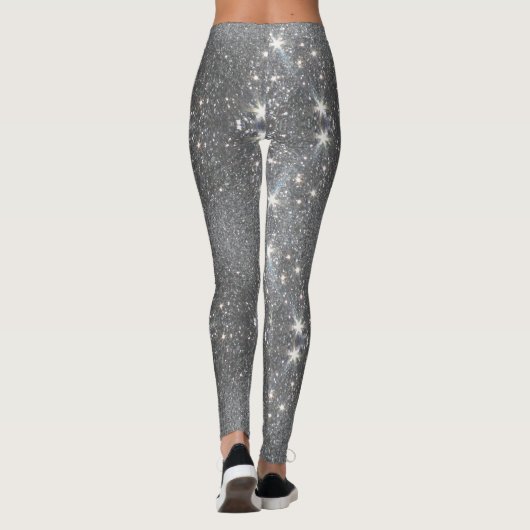 Silver Glitter Effect Dance Stretch Pants - Pant Leggings (Achterkant)
