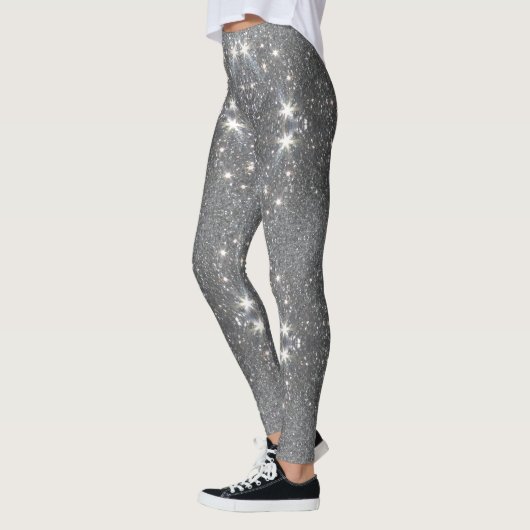 Silver Glitter Effect Dance Stretch Pants - Pant Leggings (Links)