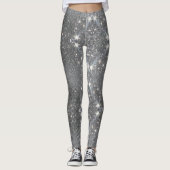 Silver Glitter Effect Dance Stretch Pants - Pant Leggings (Voorkant)
