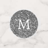 Silver Glitter Effect Monogram Huwelijk Confetti (Kleine voorkant)