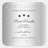 Silver Glitter Effect Product Verpakkingslabels Vierkante Sticker (Voorkant)