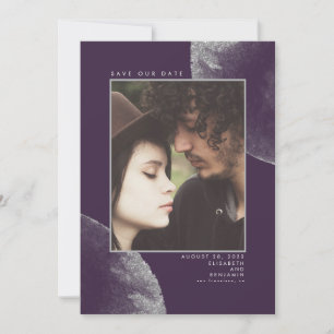 Silver Glitter Eggplant Paars Save the Date Photo