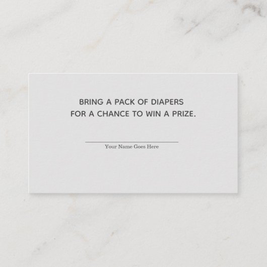 Silver Glitter Eiffel Baby shower Luier Raffle Informatiekaartje (Achterkant)