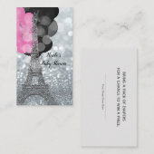 Silver Glitter Eiffel Baby shower Luier Raffle Informatiekaartje (Voorkant / Achterkant)
