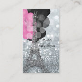 Silver Glitter Eiffel Baby shower Luier Raffle Informatiekaartje (Voorkant)