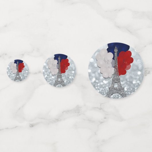 Silver Glitter Eiffel Tower Red White! Confetti (Voorkanten)