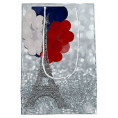 Silver Glitter Eiffel Tower Red White! Medium Cadeauzakje (Achterkant)