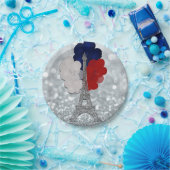 Silver Glitter Eiffel Tower Red White! Papieren Bordje (Feest)