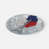 Silver Glitter Eiffel Tower Red White! Papieren Bordje (Gekanteld)