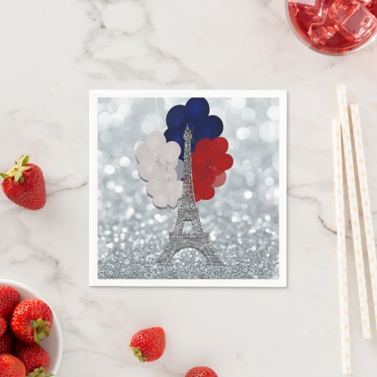Silver Glitter Eiffel Tower Red White! Servet (Insitu)