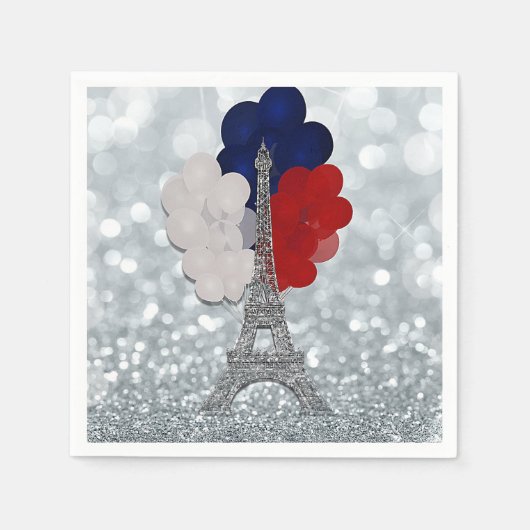 Silver Glitter Eiffel Tower Red White! Servet (Voorkant)