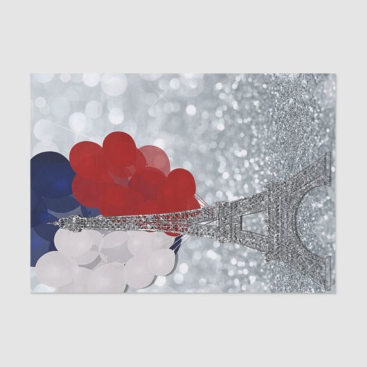 Silver Glitter Eiffel Tower Red White! Tissuepapier (Voorkant)