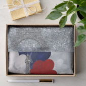 Silver Glitter Eiffel Tower Red White! Tissuepapier (Geschenk)