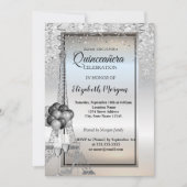 Silver Glitter Eiffeltoren, ballonnen Quinceañera Kaart (Voorkant)