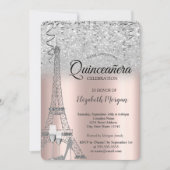 Silver Glitter Eiffeltoren, Glass Roos Gold Kaart (Voorkant)