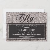 Silver Glitter Elegant Birthday Any Age Uitnodigin Kaart (Voorkant)