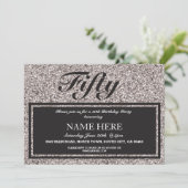 Silver Glitter Elegant Birthday Any Age Uitnodigin Kaart (Staand voorkant)