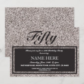Silver Glitter Elegant Birthday Any Age Uitnodigin Kaart (Voorkant / Achterkant)