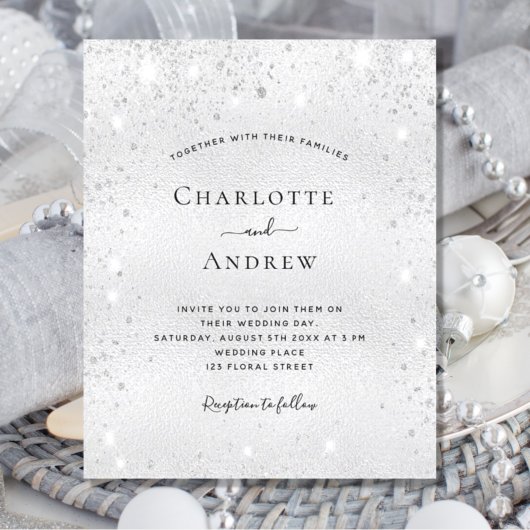 Silver glitter elegant bruiloft