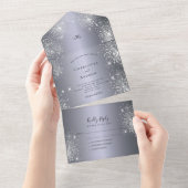 Silver glitter elegant bruiloft all in one uitnodiging (Afscheurbaar)