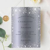 Silver glitter elegant bruiloft kaart
