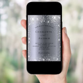 Silver glitter elegant bruiloft kaart