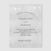 Silver glitter elegant bruiloft nodigmagneet uit (Voorkant)