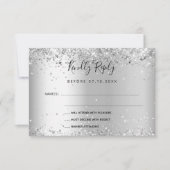 Silver glitter elegant bruiloft RSVP (Voorkant)
