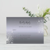 Silver glitter elegant bruiloft RSVP (Staand voorkant)
