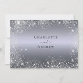 Silver glitter elegant bruiloft RSVP (Achterkant)