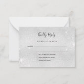 Silver glitter elegant bruiloft RSVP Notitiekaartje (Voorkant)