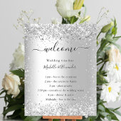 Silver glitter elegant budget trouwprogramma flyer