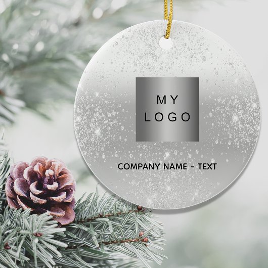 Silver glitter elegant business company logo keramisch ornament