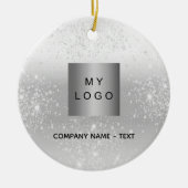 Silver glitter elegant business company logo keramisch ornament (Voorkant)
