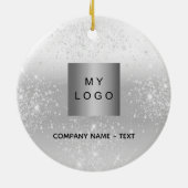 Silver glitter elegant business company logo keramisch ornament (Achterkant)