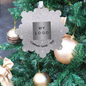 Silver glitter elegant business company logo ornament kaart