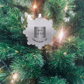 Silver glitter elegant business company logo ornament kaart