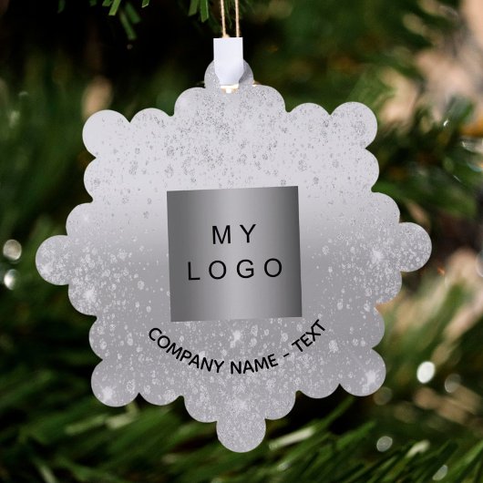Silver glitter elegant business company logo ornament kaart