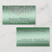 Silver Glitter Elegant Emerald Event Planner Visitekaartje (Voorkant / Achterkant)
