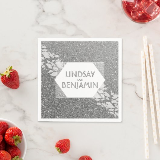 Silver Glitter Elegant  Glam Wedding Servetten (Insitu)