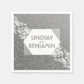 Silver Glitter Elegant  Glam Wedding Servetten (Voorkant)